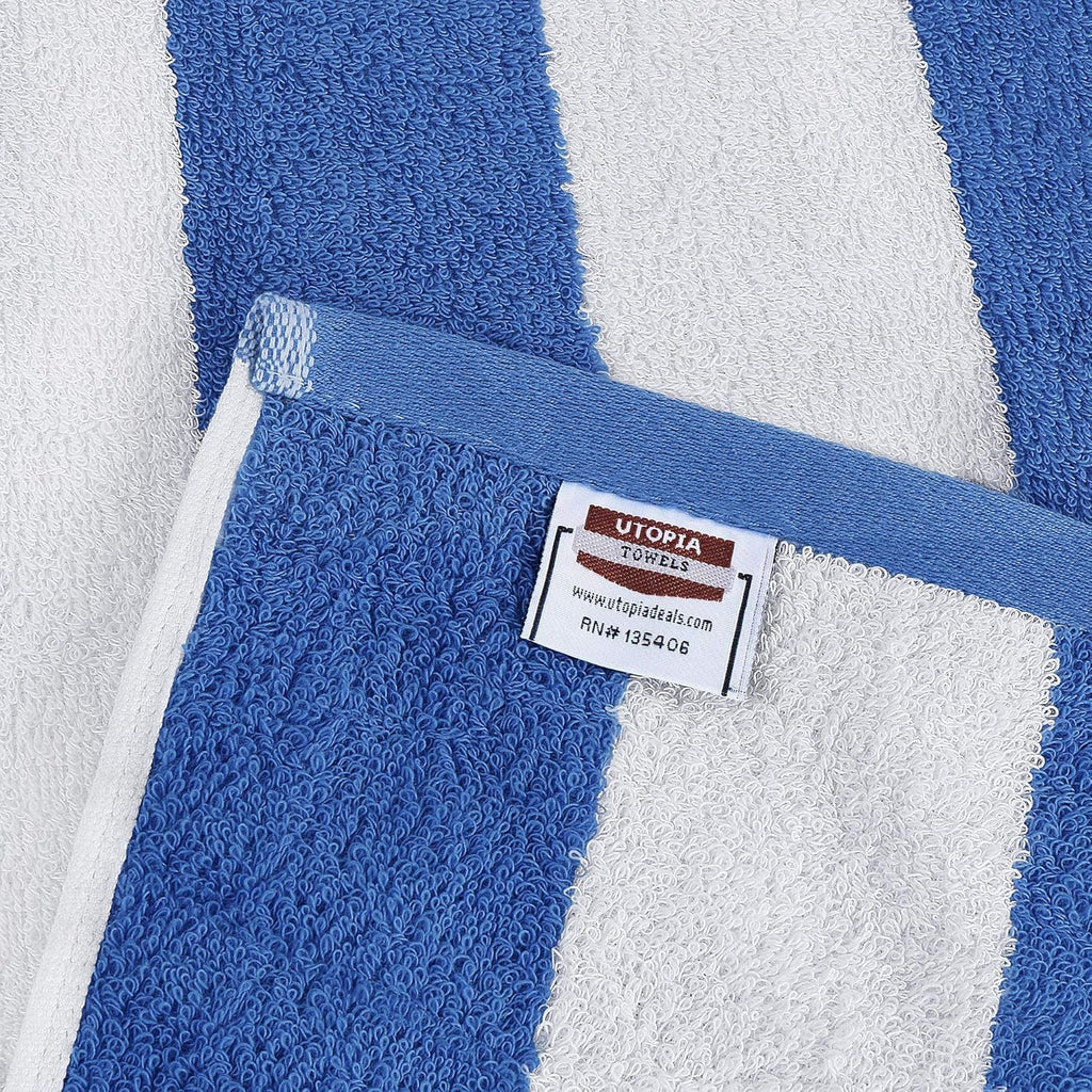 Utopia Towels Jumbo Beach Towel - 100% Ring-Spun Cotton, 600 GSM, Super Soft & Quick-Dry | Blue & Beige, 35x70 Inches