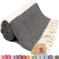 Bazaar Anatolia Turkish Beach Towel - 100% Cotton, Quick-Dry & Lightweight - Oversized 71x39 inches | Diamond Black