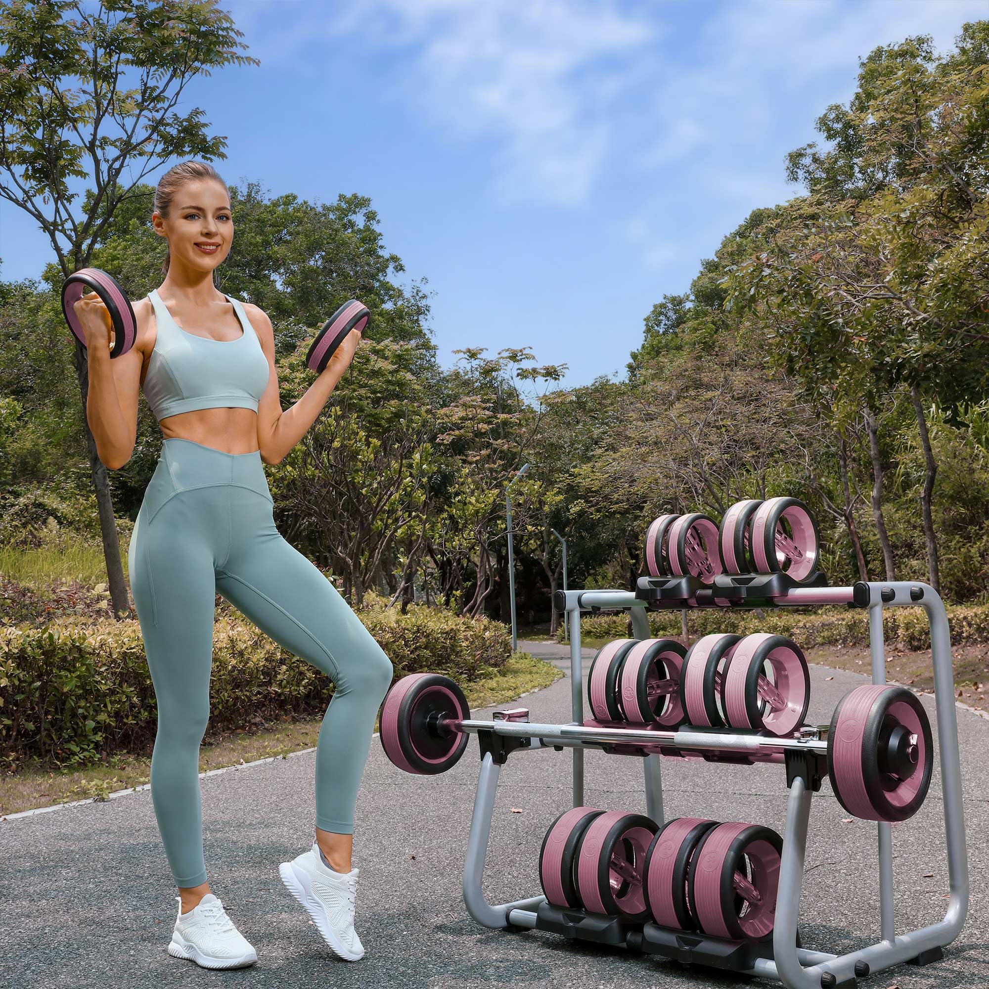 2-in-1 Dumbbell Weight Plates – 5LB Dual Purpose Ergonomic Fitness Equipment, Multifunctional Design for Strength Training, Full Body Workouts and Home Gym (Pink)