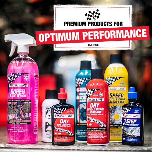 Finish Line Dry Bike Chain Lube, 4 oz Squeeze Bottle Pack of 3 - Ceramic Dry Wax Lubricant, Dirt and Dust Resistant