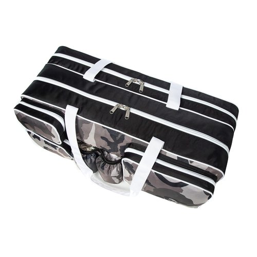 K-Cliffs Tennis Racket Bag | Deluxe Ballistic Nylon Travel Duffel | Shoe Compartment Snow Camo White Black