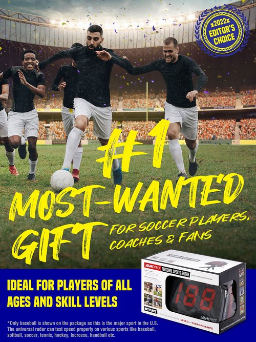 Soccer Gifts Speed Radar - Measure Shot Speed Shot-Power Detection, Sport Radar Gun (Hands-Free) Sensors | Training Aids, Gadget Gear & Equipment