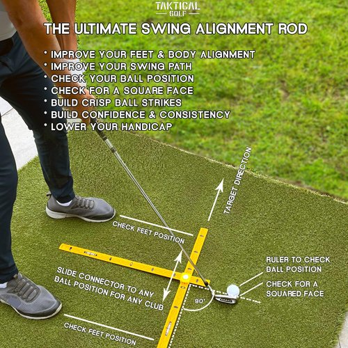 Compact Golf Alignment Sticks & Swing Aid | Pocket-Sized, Modular Ruler System for Fixing Slice, Takeaway, Stance, Putting & Posture | Indoor/Outdoor Golf Trainer