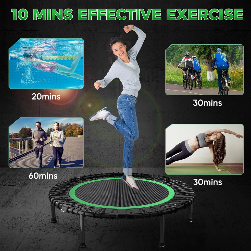 Skiennix 40"/48" Rebounder Trampoline - Heavy-Duty Bungee Cord Design for Indoor/Outdoor Workouts, Max Load 550 LBS