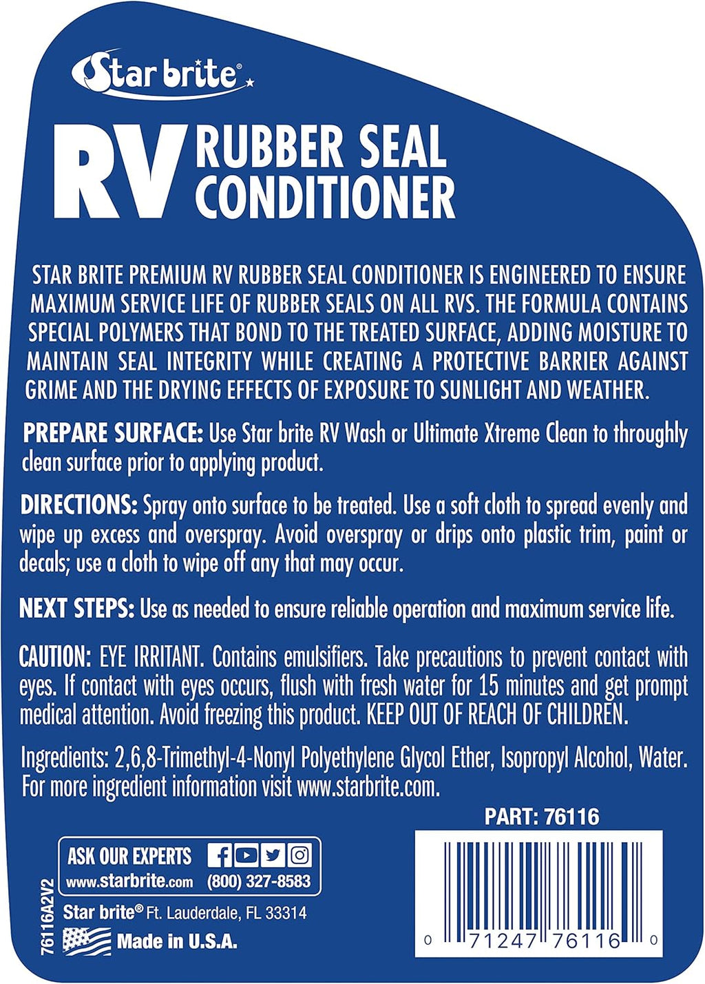 Star Brite Premium RV Rubber Seal Conditioner - UV & Weather Resistant Protection for Rubber Seals - 16 OZ