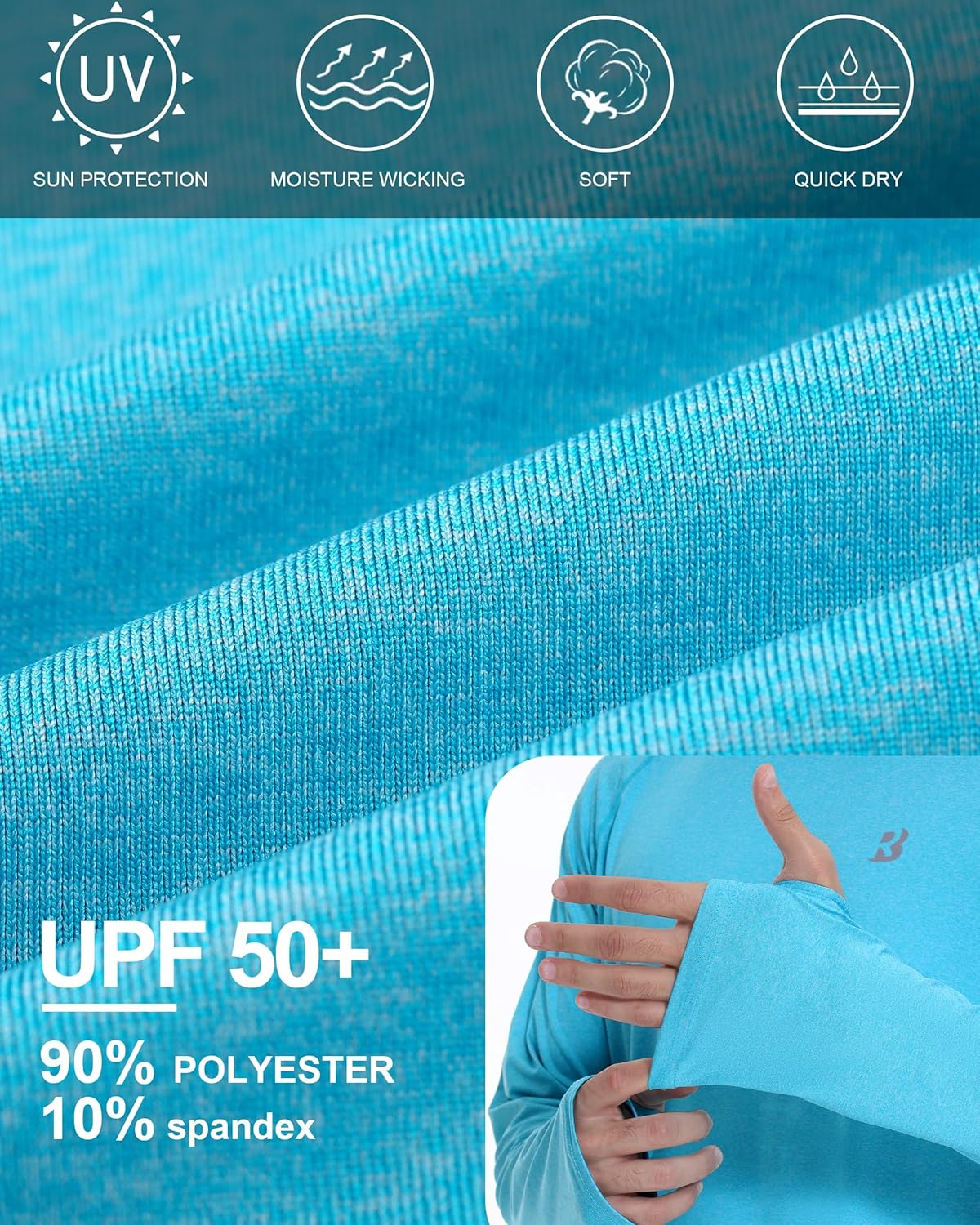 Roadbox UPF 50+ Men's Sun Hoodie - Long Sleeve UV Protection Fishing Shirt | Athletic Rash Guard