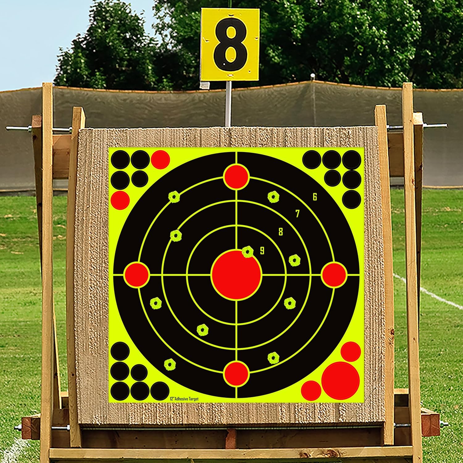 Skiennix 12x12 Inch Silhouette Splatter Targets - Bright Fluorescent Yellow for BB Guns & Airguns | 10/25/50 Pack