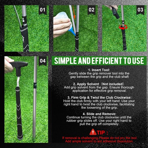 Golf Grip Removal Tool, 11" V-Groove Grip Remover Saver for Standard Length Swinging Grips, High-Carbon Steel Golf Club Regripping Kit, Golf Grip Tool, Grip Repair Tool, Golf Supplies - 1Pcs, Black