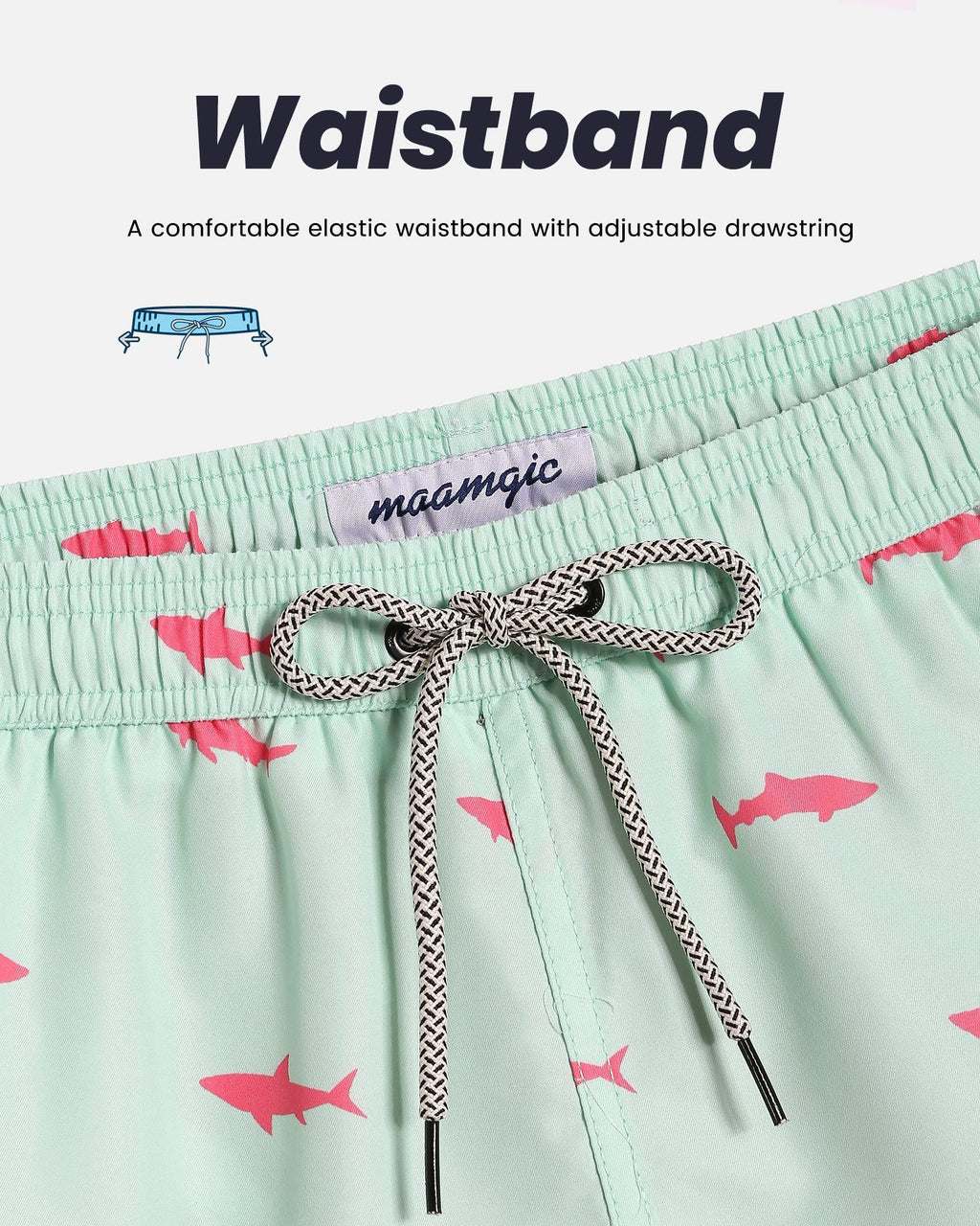 maamgic Mens Swim Trunks Quick Dry Swim Shorts with Mesh Lining Funny Swimwear Bathing Suits 7inch Light Green Medium