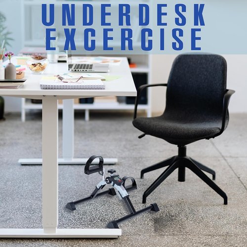iLiving Under Desk Bike Pedal Exerciser - Portable Mini Bike for Legs & Arms Workout with LCD Display | Fully Assembled, Blue