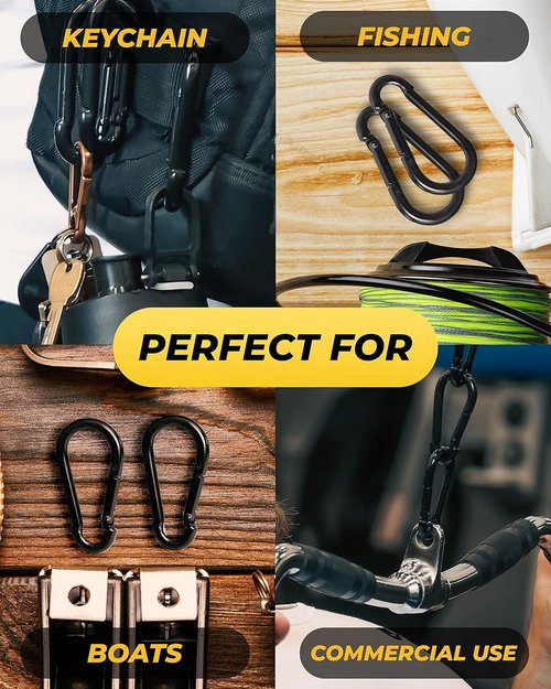 Heavy Duty Carabiner Clips by [Brand Name] - 5 Pack Black Snap Hooks for Keychains, Dog Leashes & Gym Use