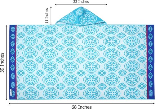 COTTON CRAFT Oversized Hooded Beach Towel - 100% Cotton Velour Terry - Quick Dry Pool Wrap | 39 x 68 Inches - Summer Trellis Pool Blue