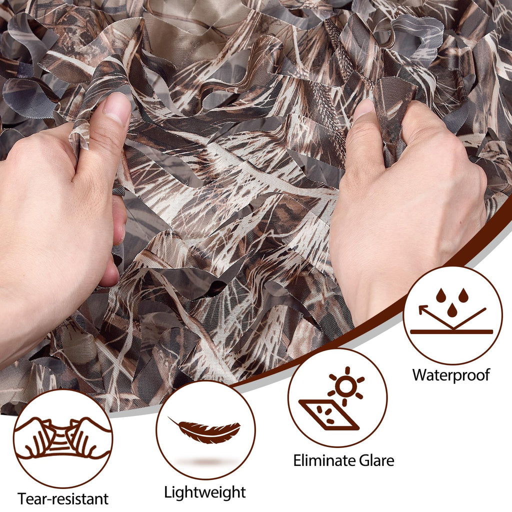 Yeacool Camo Netting for Hunting Blind Camouflage Netting Bulk Roll Burlap Camo Tarp Outdoor Shade for Military Dinosaur Birthday Party Decor Deer Stand Bird Watching(Dry Grass, 9.8ftx19.7ft, 3m*6m)