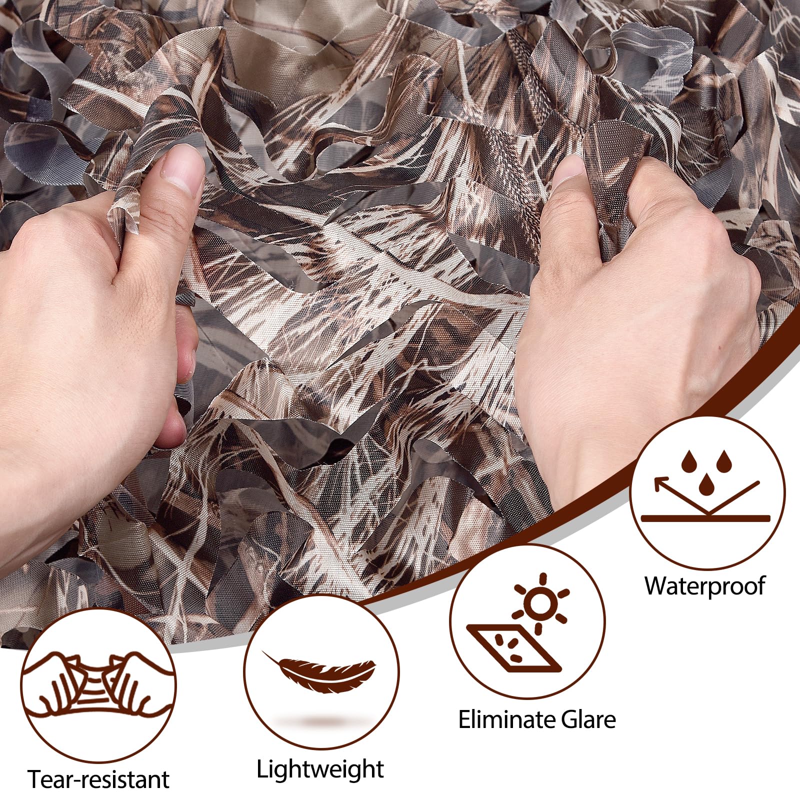 Yeacool Camo Netting for Hunting Blind Camouflage Netting Bulk Roll Burlap Camo Tarp Outdoor Shade for Military Dinosaur Birthday Party Decor Deer Stand Bird Watching(Dry Grass, 9.8ftx19.7ft, 3m*6m)