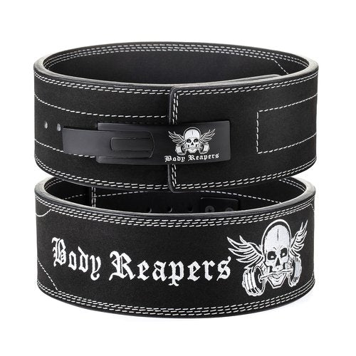 Body Reapers Weightlifting Belt 10mm Thick, 4-Inch Wide Calfskin Leather Weight Belt with Adjustable Metal Buckle Offers Back Support for Powerlifting, Squats, Gym & Fitness Training for Men & Women