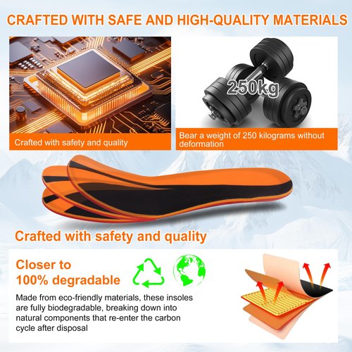 NASOLZIK Heated Insole for Men Women - APP 5000mAh Battery Rechargeable Electric Insoles with 4 Heating Levels for Winter Skiing Hunting Camping Hiking Fishing Cycling,Size L