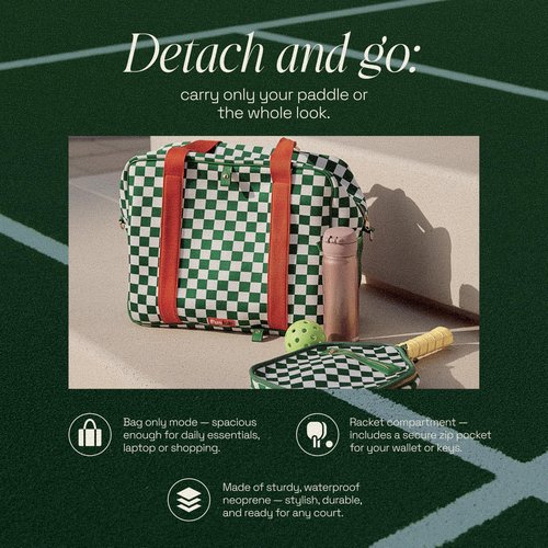 Funlob Pickleball Bag for Women & Men 3-in-1 Neoprene Pickleball Bag Pickelball gift for Women with Paddle Cover, Pockets & Fence Hooks, Water-Resistant Neoprene Crossbody Bag Tote bags for Women