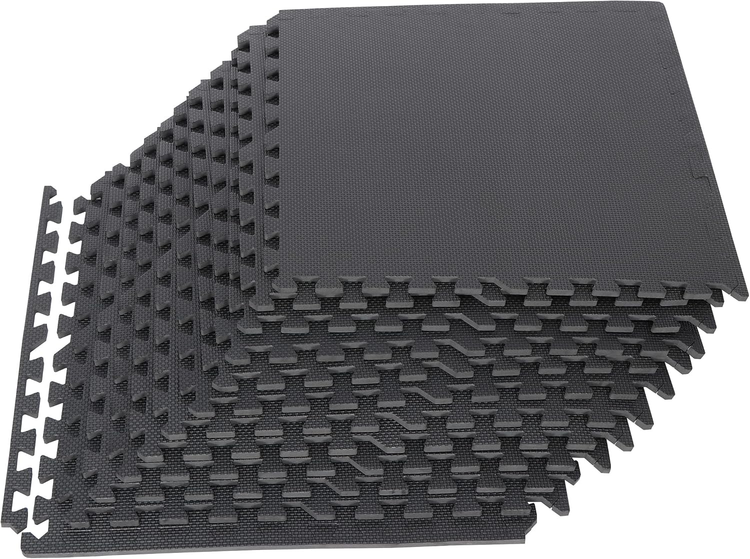 Smartxchoices Puzzle Gym Mats - 1/2" Thick EVA Foam Interlocking Tiles for Home Gym | 48 Sq Ft, Black