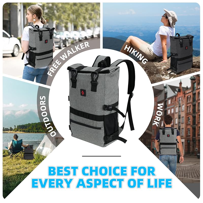 Smell Proof Backpack with Combination Lock - Weather Resistant Expandable Grey (Variation: Expandable Grey)