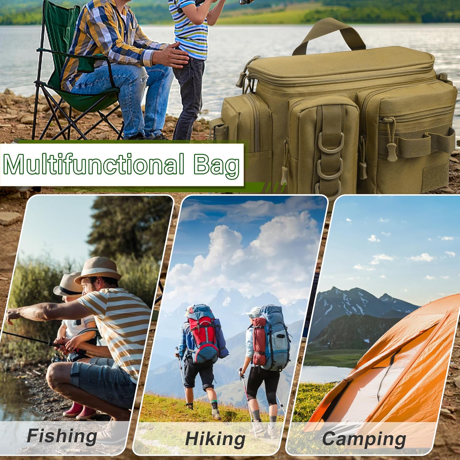 Skiennix Sling Tackle Bag - Lightweight Waterproof Fishing Backpack with Rod Holder | Outdoor Shoulder Pack