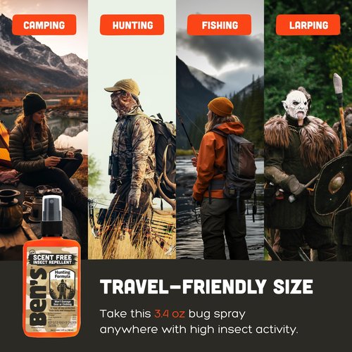 Ben's Hunting Formula - Tick & Mosquito Repellent for Up to 12 Hours of Protection - 20% Picaridin Bug Spray with Pump Spray - Sweat-Resistant - 3.4 oz (3 Pack)