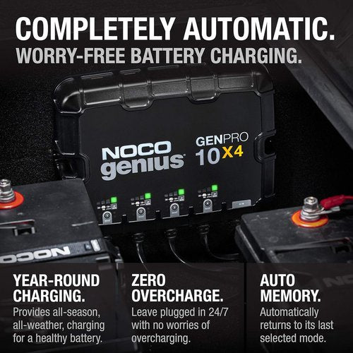 NOCO Genius GENPRO10X4 Onboard Battery Charger - 4-Bank, 40A, Waterproof, 12V with Overcharge Protection & Temperature Compensation