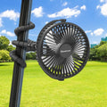 10000mAh Rechargeable Golf Cart Fan, 50H Run, Compatible with EZGO Club Car Yamaha, 7 inch Clip On Fan with Sturdy Tripod, 360° Pivot, 3 Speed & Timer, Cooling for Golf Cart Golf Palyer Essential