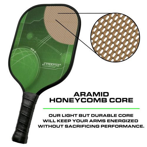 Synapse Pickleball Paddle - USAPA Approved - Top Performance- Nomex Core and Graphite Carbon Fiber face - 7.4 Oz(Green)