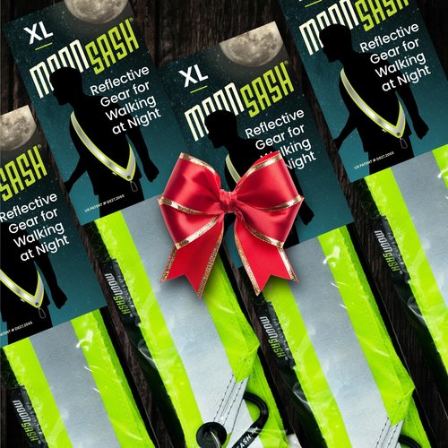 MOONSASH XL Reflective Sash for Night Walking | Replaces Reflective Vest Safety Vests & Reflective Running Vest | Perfect Reflective Running Gear | A Must Walking at Night or Biking at Night.