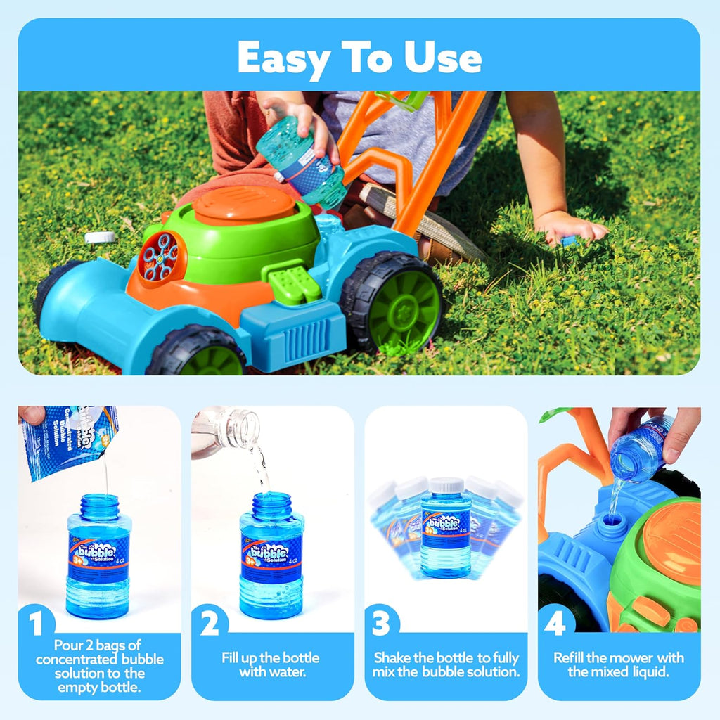 SLOOSH Bubble Lawn Mower | Spill-Proof Bubble Machine Toy for Toddlers Age 1-3 - Perfect for Indoor & Outdoor Fun