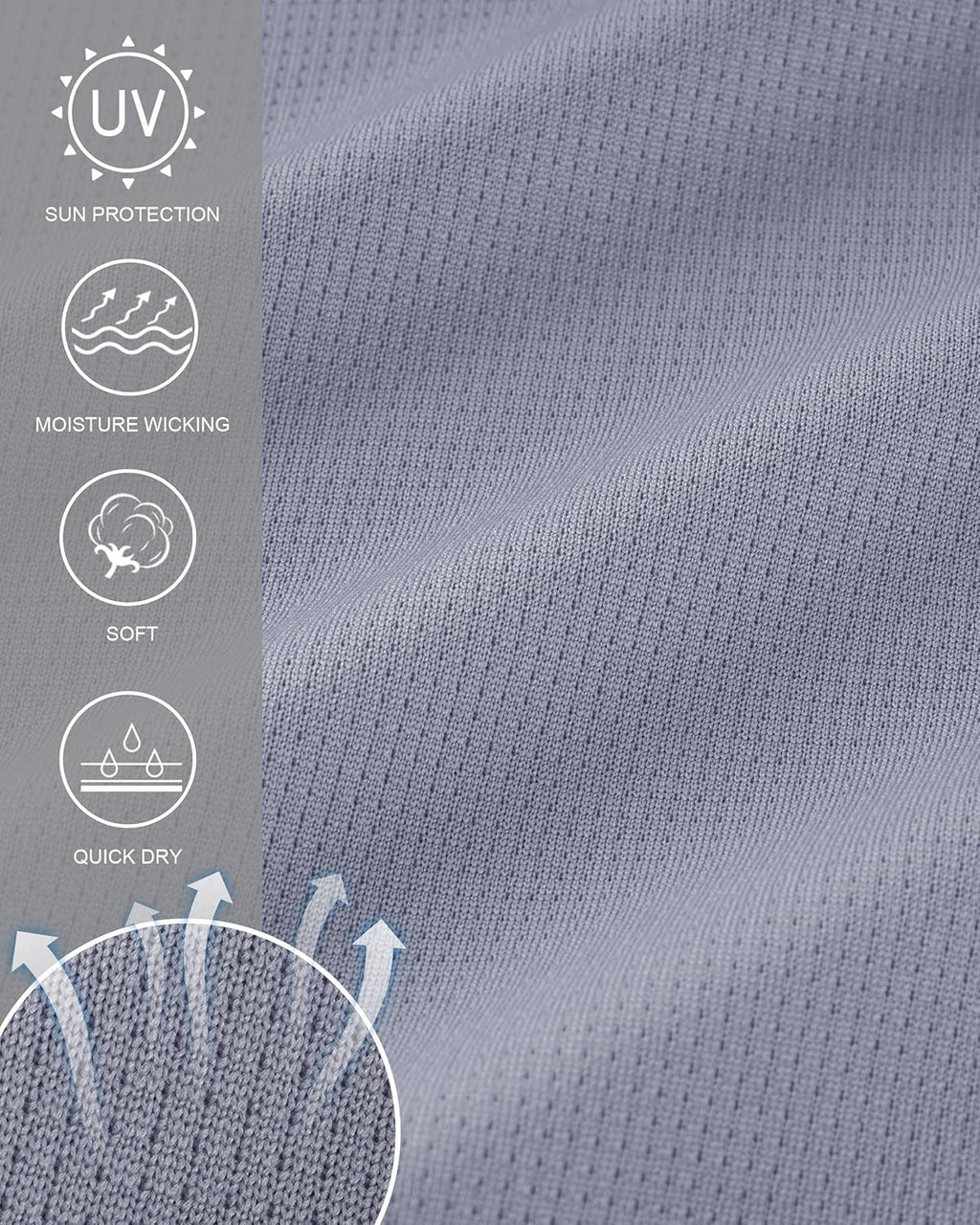 Roadbox Men's Long Sleeve Swim Rash Guard - UPF 50+ UV Sun Protection Shirt | Silver Gray