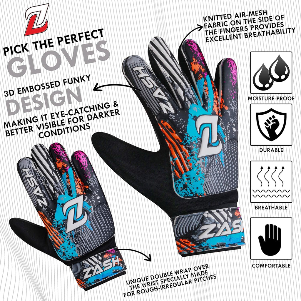 ZASH Soccer Goalie Gloves - Double Wrist Protection & Strong Grip Palm for Kids, Youth & Adults