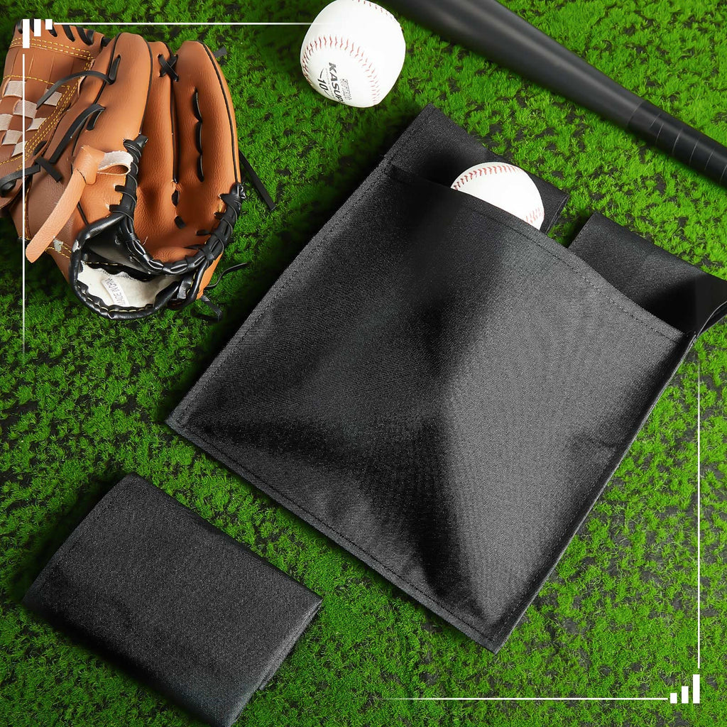 Fabbay 2 Pieces Umpire Ball Bag Umpire Gear Baseball Softball Umpire Bag Quality Woven Polyester Fabric for Baseball Softball with Belt Extra Large(Black)