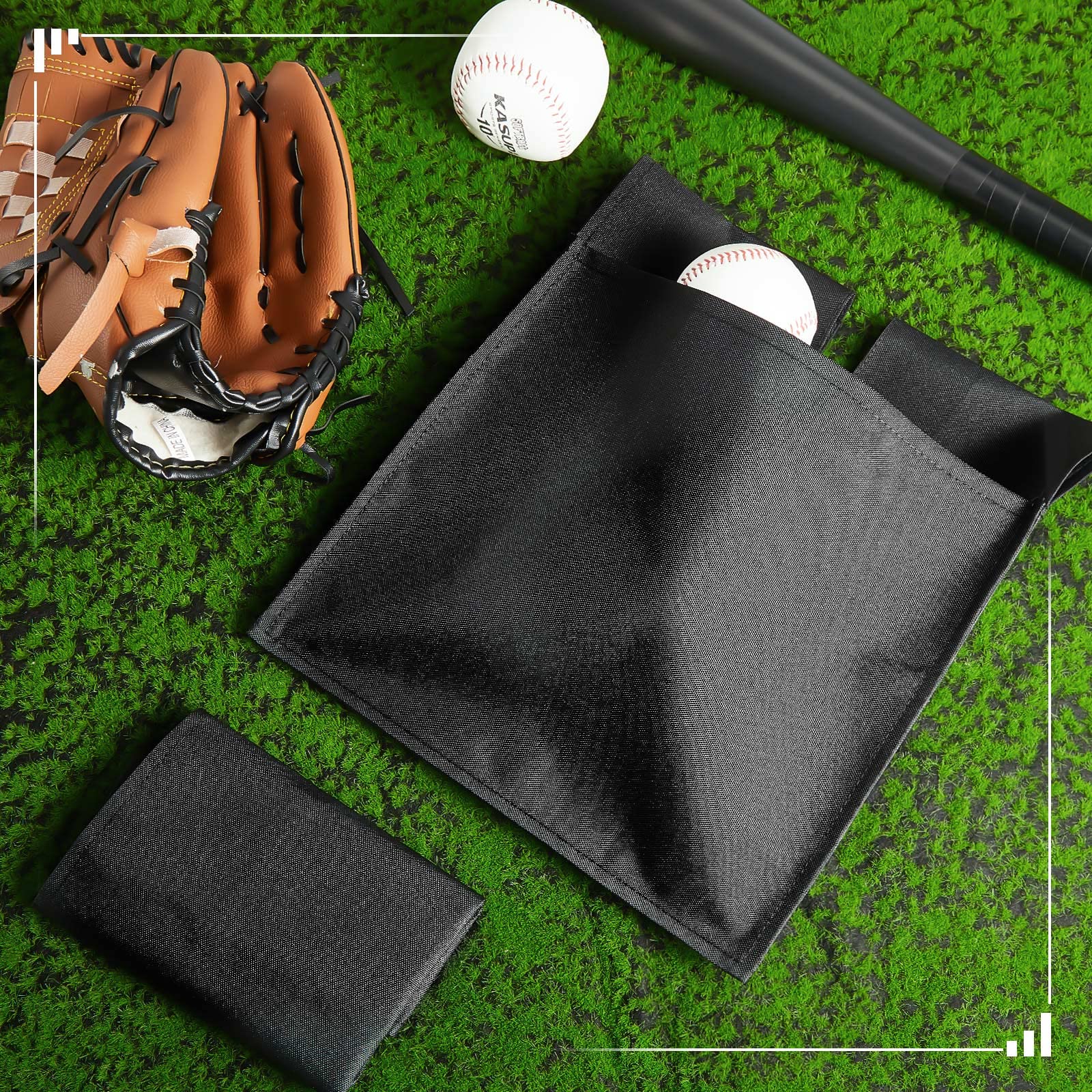 Fabbay 2 Pieces Umpire Ball Bag Umpire Gear Baseball Softball Umpire Bag Quality Woven Polyester Fabric for Baseball Softball with Belt Extra Large(Black)