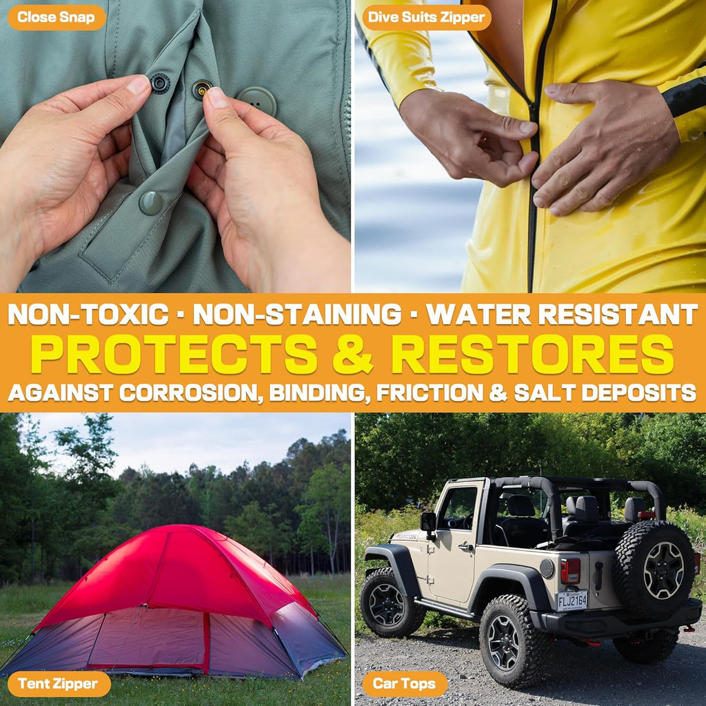 Zipper Lubricant by Skiennix - 5 Pack Instant Waterproof Zip Grease for Metal & Plastic