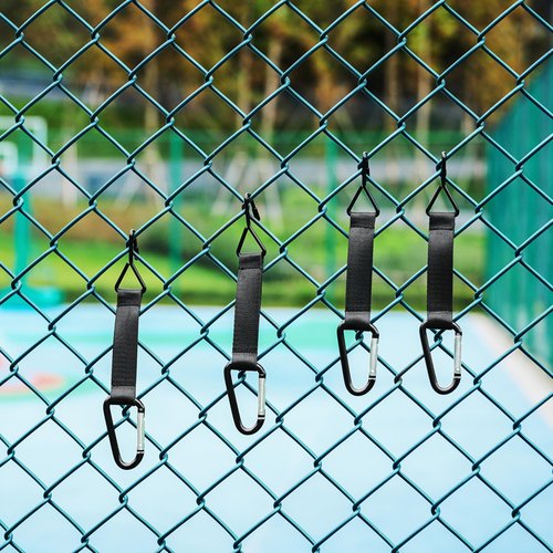 New valley warbler Fence Hooks for Baseball, Pickleball, Tennis and Camping, Nylon Safety Buckles and Durable Metal Hooks for Sports Bags, Pack of 4 (4)