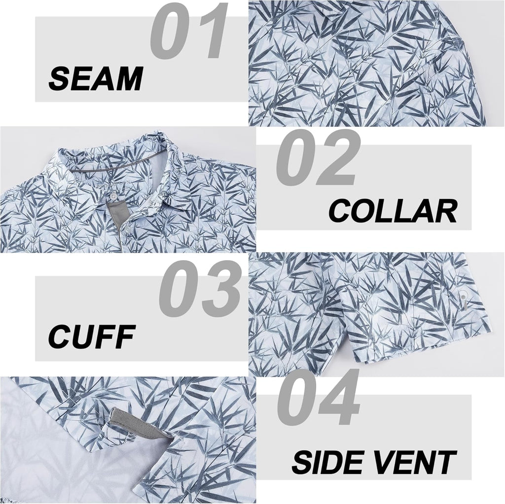 Skiennix Men's Golf Shirt - Moisture-Wicking Dry Fit Performance Polo | Short Sleeve, Stylish Print