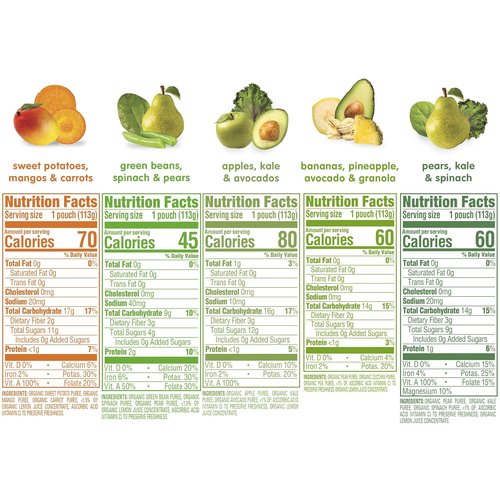 Happy Baby Organics Stage 2 Baby Food Pouches - Gluten Free Vegan Puree Variety Pack | 4 Ounces (Pack of 10)