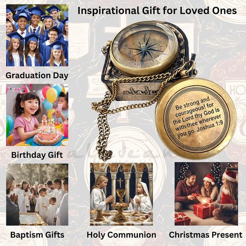 God My Lord Guide Me Compass - Inspirational Gift Engraved Greeting 2025 Graduation Day Gift, Birthday, Christmas, Baptism, Confirmation Gifts for Men Women Boys & Girls (#1 God Guide)