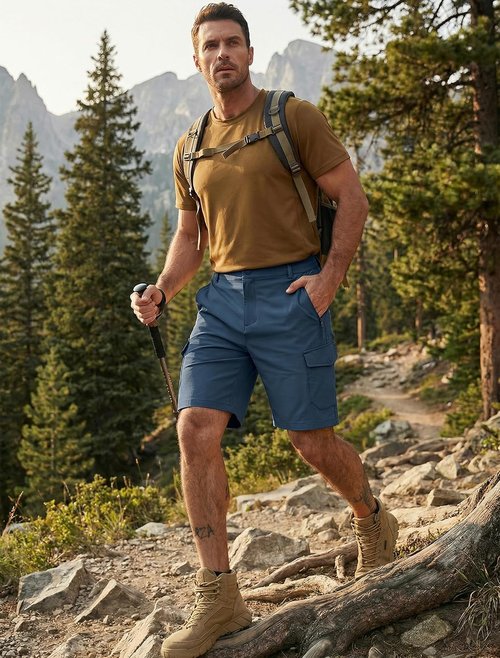 Libin Men's Hiking Cargo Shorts - Lightweight Quick-Dry Design with Zipper Pockets | 9" Casual Shorts for Outdoor Activities