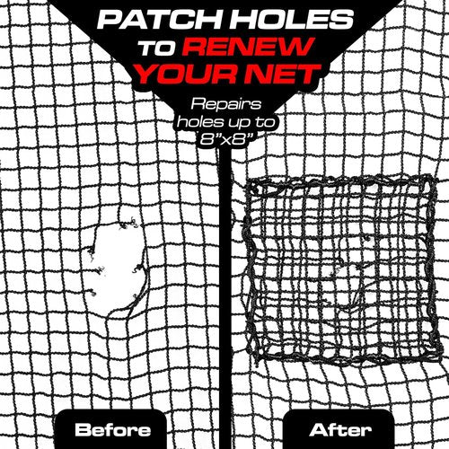 GoSports Universal Sports Net Repair Kits - Versatile 8 x 8 Inch Patch for Golf, Baseball & Soccer