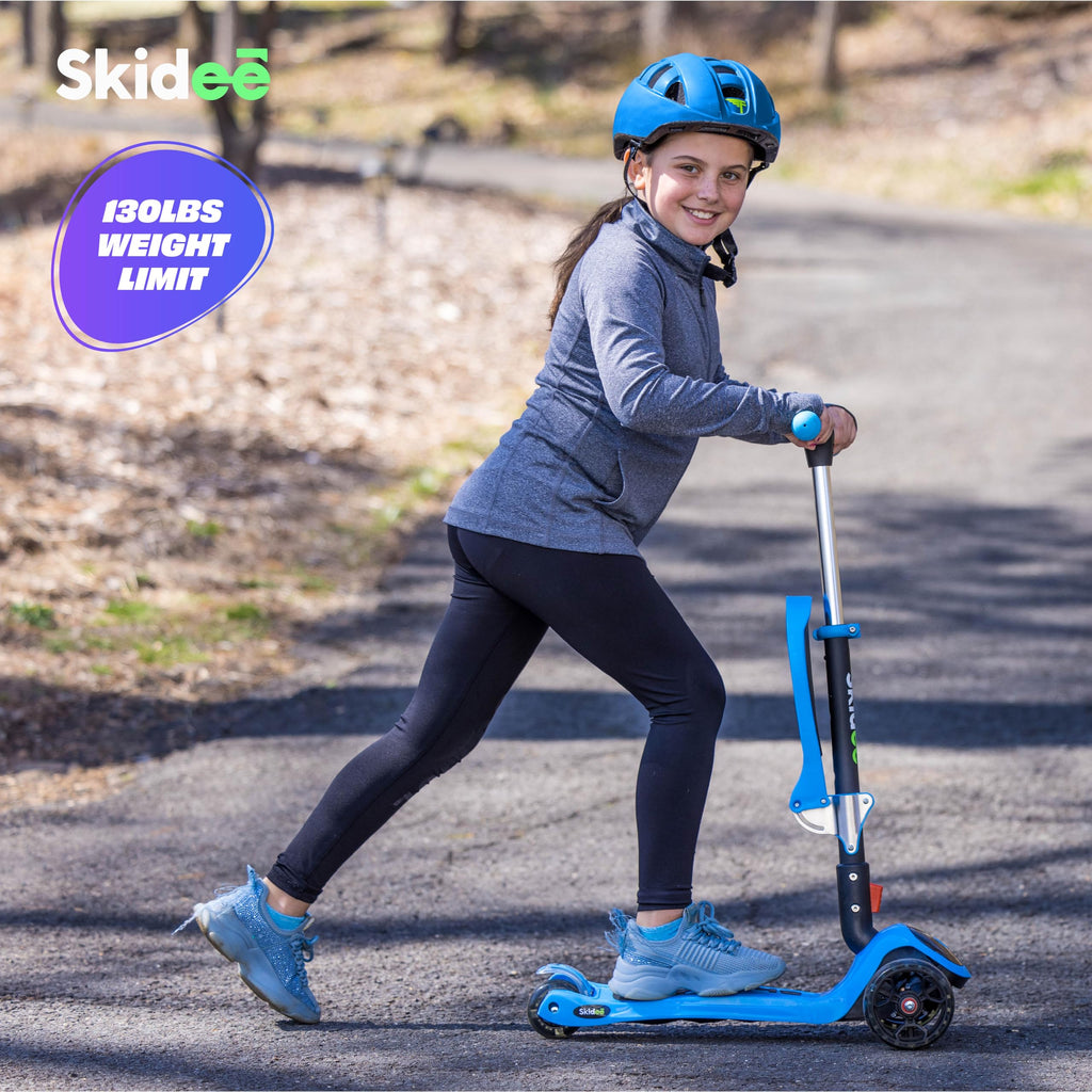 SKIDEE Kick Scooter for Kids 3-5 Foldable 3 Wheel Scooter with Lean-to-Steer, Adjustable Height, Removable Seat & LED Light Wheels Toddler Scooter for 3 to 12 Year Old Boys/Girls