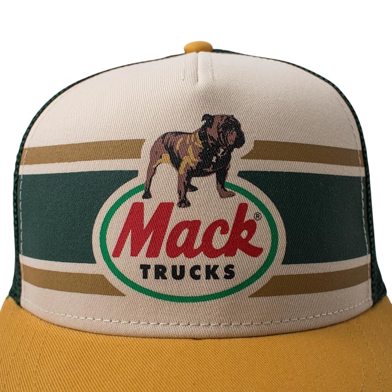 American Needle Mack Trucks Unisex Adjustable Snapback Trucker Hat - Sinclair (Ivory/Green/Yellow)
