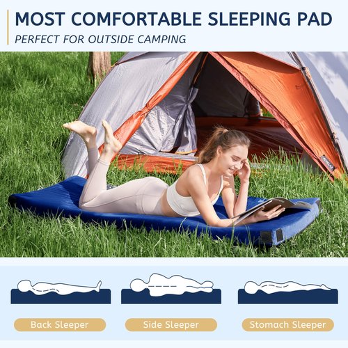 HomeMate Memory Foam Camping Single Mattress Pad Mat-Sleeping Pad Mat Portable Roll Up Travel Mattress CertiPUR-US for Adults-Camping Bed for Guests Floor Sleepover with Waterproof Cover Travel Bag