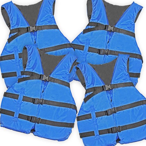 Life Jacket Paddle Vest - Coast Guard Approved Type III PFD | 4 Pack for Jet Ski, Kayak & Pontoon
