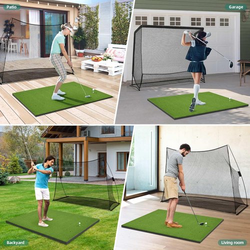 Sturdum Golf Hitting Mat, 5×4ft Golf Driving Mat for Indoor Outdoor, Top-Notch Artificial Turf Practice Mats with 9 PU Golf Balls+3 Rubber Tees+7 Tees, PRO-31MM Anti-Slip Bottom Mat