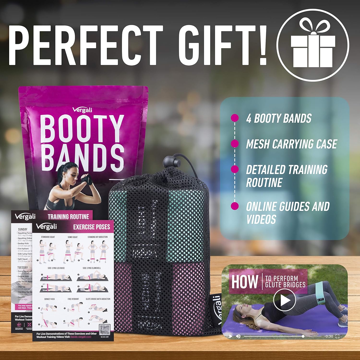 Skiennix Resistance Bands - Fabric Elastic Workout Bands Set for Legs, Glutes & Thighs - 4 Booty Bands