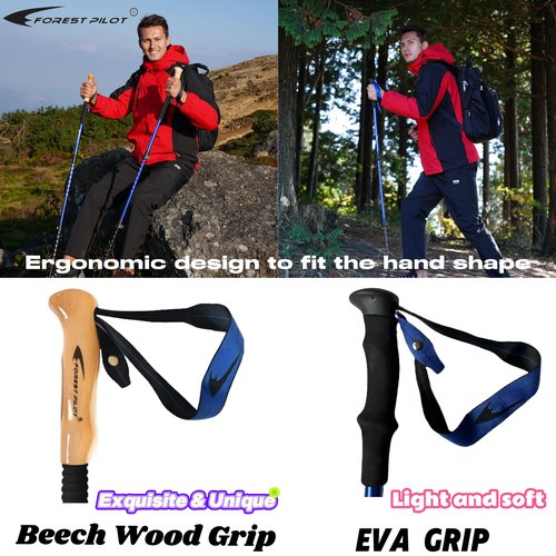 FOREST PILOT Trekking Poles - Lightweight 7075 Aluminum with Flip Lock & All Terrain Accessories - Pair of 2 Walking Sticks for Hiking with EVA Grip-Orange