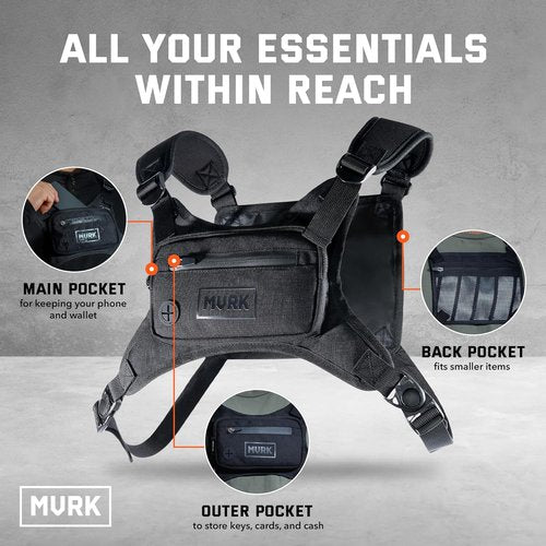 MVRK Water Resistant Running Vest - Lightweight Chest Pack with Phone Holder & Reflective Detail