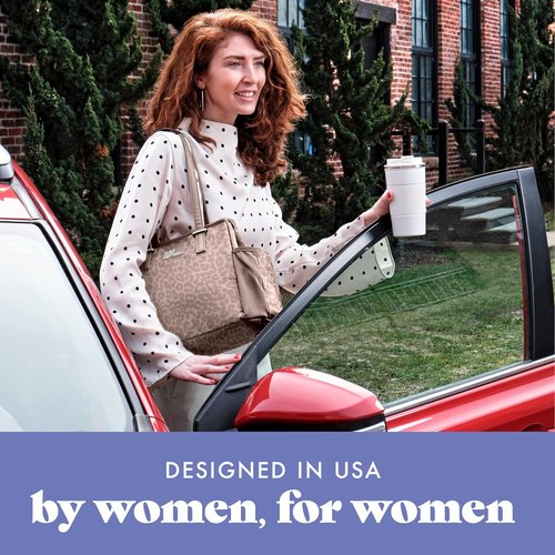 Fit & Fresh Copley Insulated Lunch Bag for Women - Lightweight, Stain-Resistant, Large Mocha Feline Fine